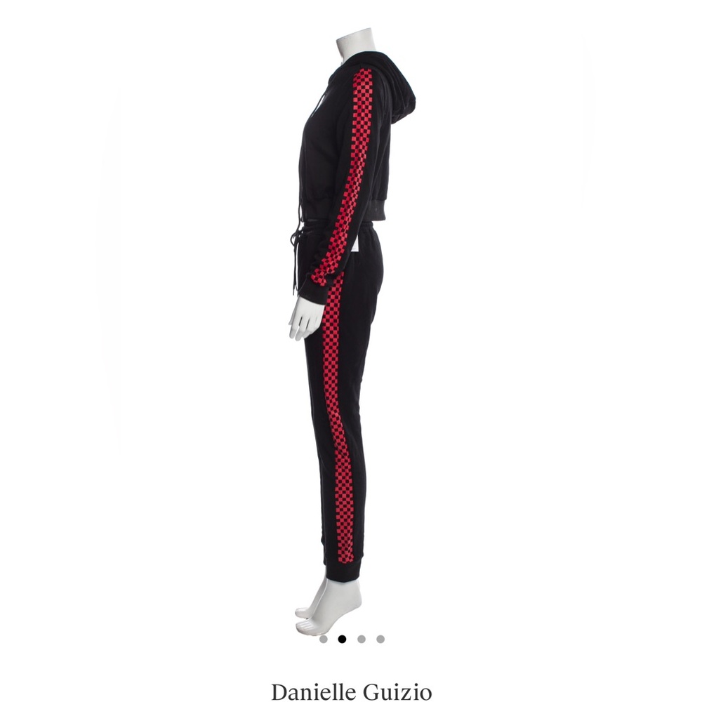 Revolve Danielle Guizio Godspeed Sweat Set in Black & Red Checkard- Sz M